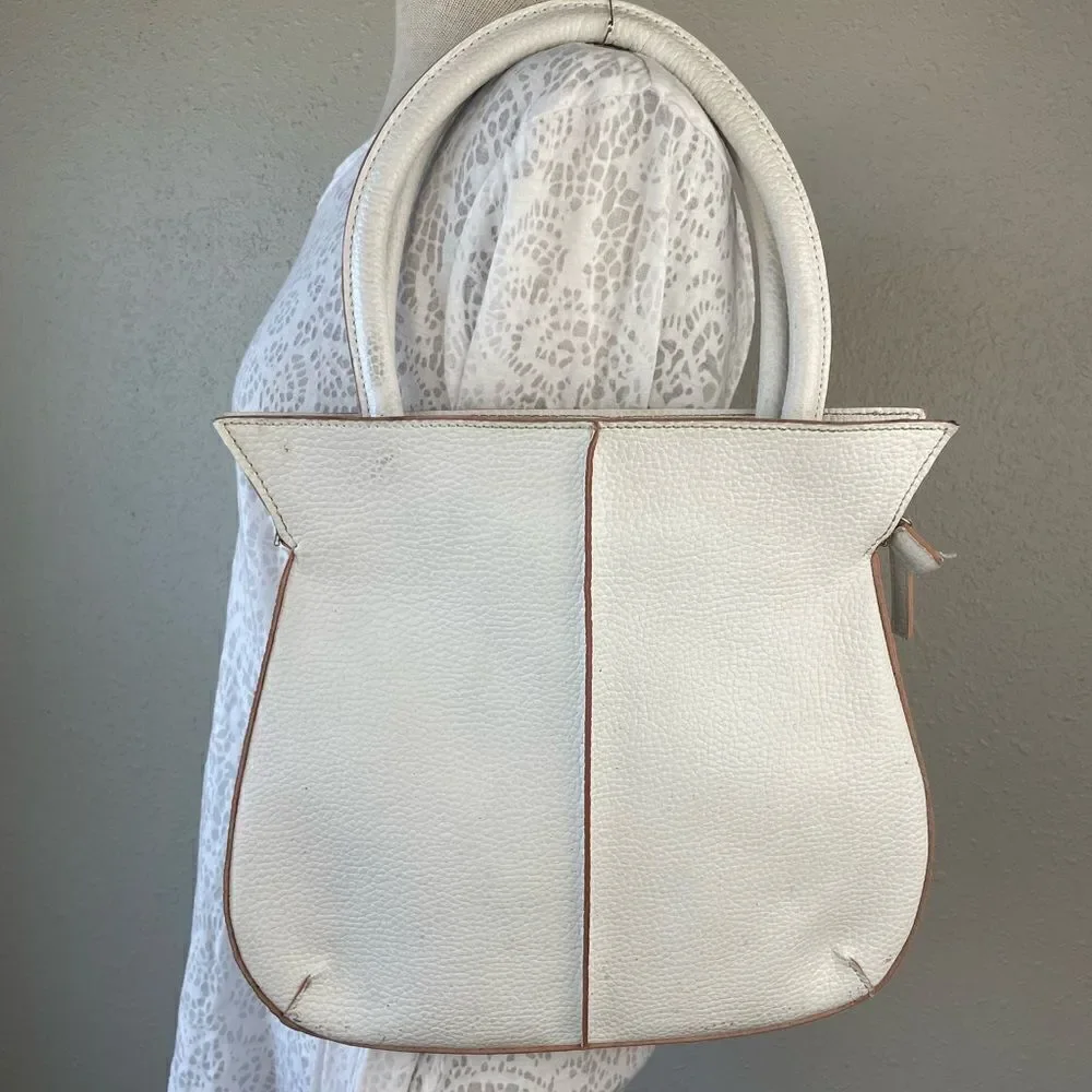 White Faux Leather Handbag EUC